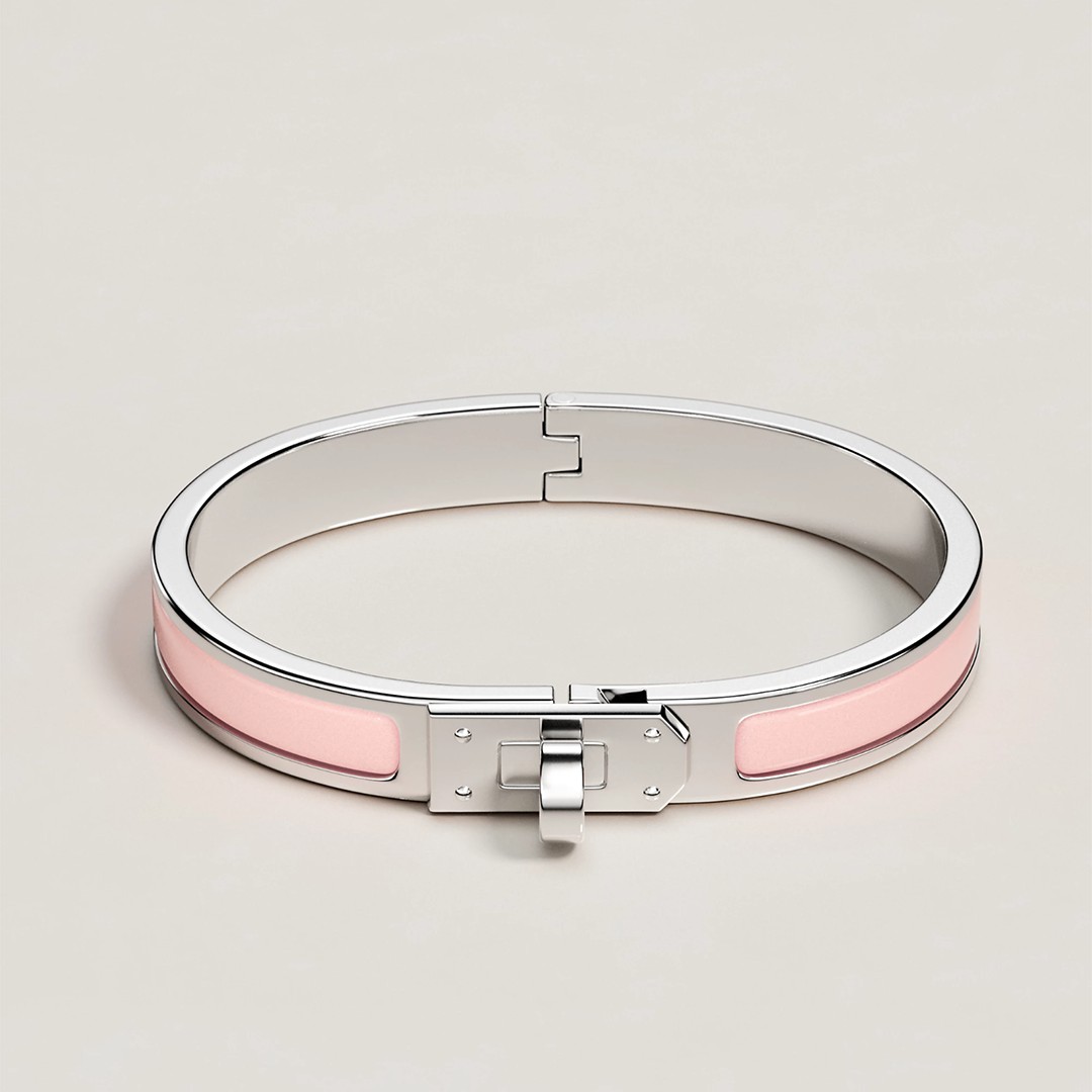 Hermes Mini Clic Kelly Bracelet Plain Enamel Rose Gold Rose Candeur H200004FO1ZGM - Image 3