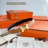 Hermes Mini Constance Belt Buckle & Reversible Leather Strap 24 mm Swift and Epsom Calfskin Gold Noir