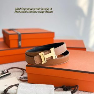 Alternative view of Hermes Mini Constance Belt Buckle & Reversible Leather Strap 24 mm Swift and Epsom Calfskin Gold Noir