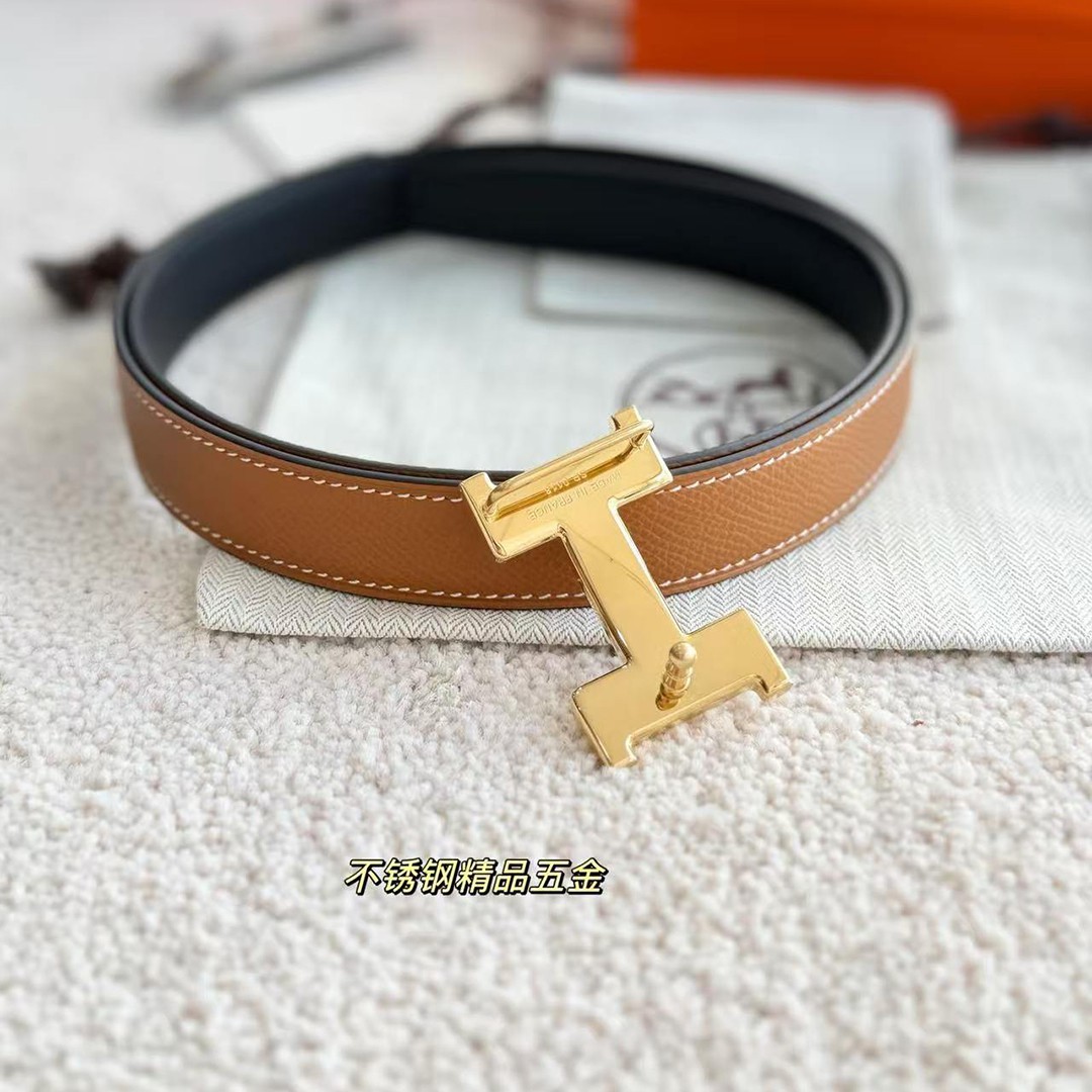 Hermes Mini Constance Belt Buckle & Reversible Leather Strap 24 mm Swift and Epsom Calfskin Gold Noir - Image 5