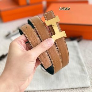 Hermes Mini Constance Belt Buckle & Reversible Leather Strap 24 mm Swift and Epsom Calfskin Gold Noir - Image 4