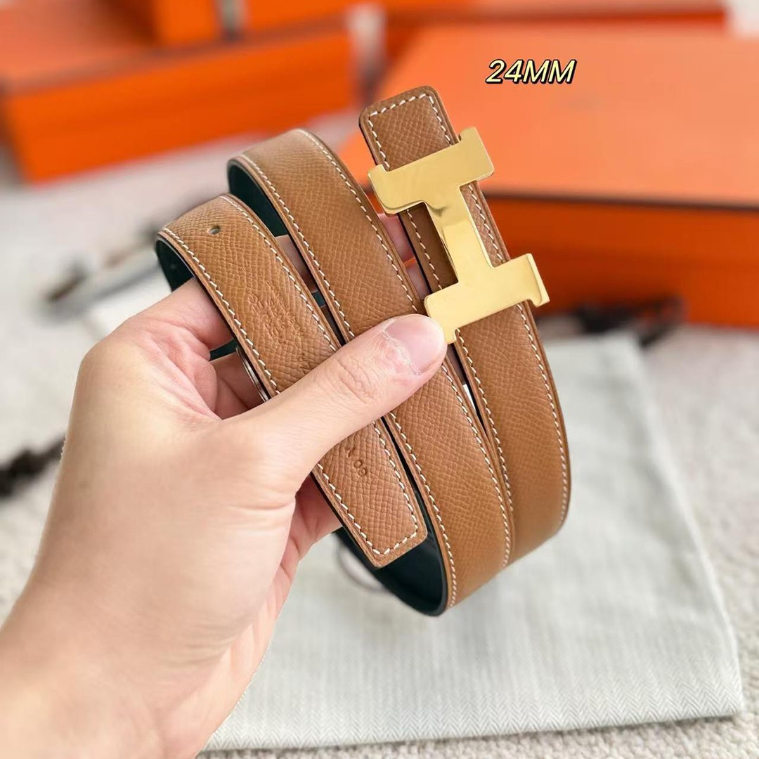 Hermes Mini Constance Belt Buckle & Reversible Leather Strap 24 mm Swift and Epsom Calfskin Gold Noir - Image 4
