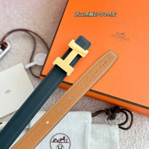 Hermes Mini Constance Belt Buckle & Reversible Leather Strap 24 mm Swift and Epsom Calfskin Gold Noir - Image 3