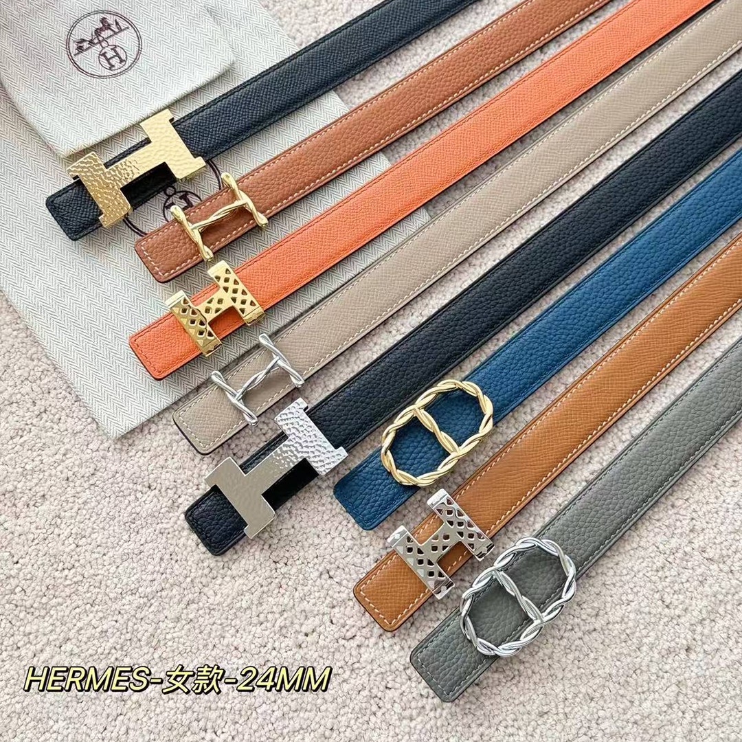 Hermes Mini Constance Belt Buckle & Reversible Leather Strap 24 mm Swift and Epsom Calfskin Noir Gris Trench - Image 9