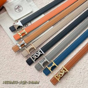 Hermes Mini Constance Belt Buckle & Reversible Leather Strap 24 mm Swift and Epsom Calfskin Noir Gris Trench - Image 8