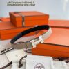 Hermes Mini Constance Belt Buckle & Reversible Leather Strap 24 mm Swift and Epsom Calfskin Noir Gris Trench