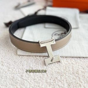 Hermes Mini Constance Belt Buckle & Reversible Leather Strap 24 mm Swift and Epsom Calfskin Noir Gris Trench - Image 5