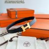 Hermes Mini Constance Belt Buckle & Reversible Leather Strap 24 mm Swift and Epsom Calfskin Noir Noir