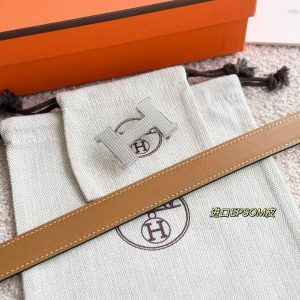 Hermes Mini Constance Guillochee Belt Buckle & Reversible Leather Strap 24 mm Swift and Epsom Calfskin Gold Blanc - Image 3