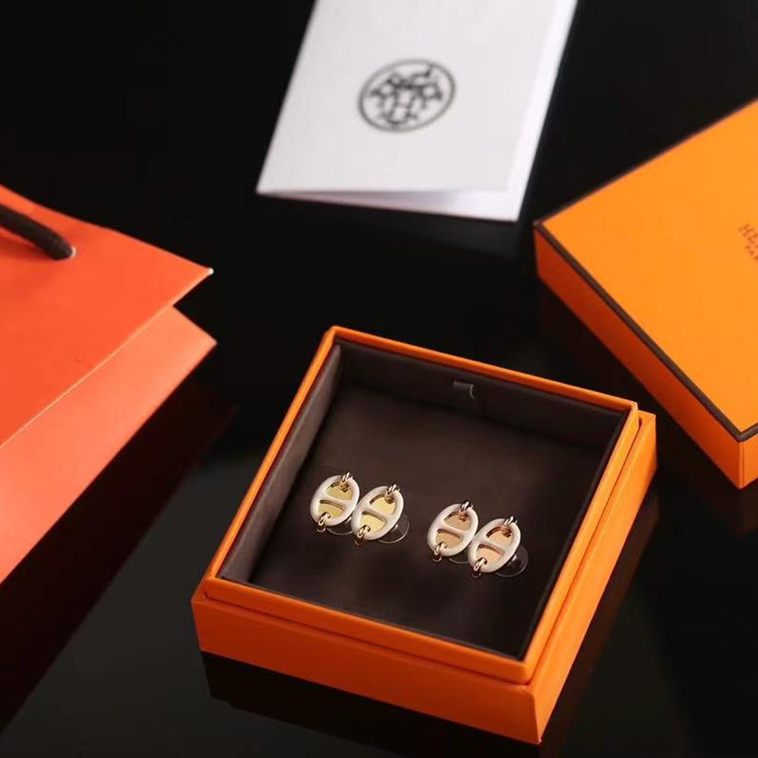 Hermes Mini Maillon Earrings Lacquered Metal Rose Gold H100052FOD3 - Image 11
