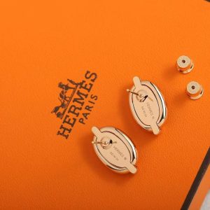 Hermes Mini Maillon Earrings Lacquered Metal Rose Gold H100052FOD3 - Image 10