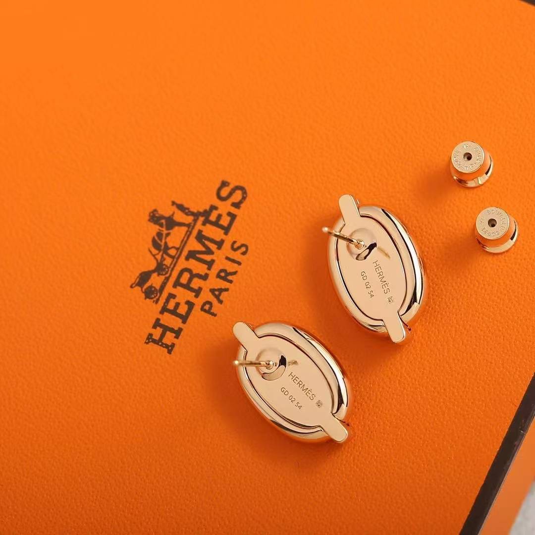 Hermes Mini Maillon Earrings Lacquered Metal Rose Gold H100052FOD3 - Image 10