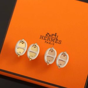 Hermes Mini Maillon Earrings Lacquered Metal Rose Gold H100052FOD3 - Image 7