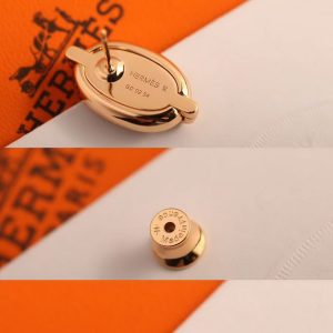 Hermes Mini Maillon Earrings Lacquered Metal Rose Gold H100052FOD3 - Image 6