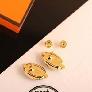 Hermes Mini Maillon Earrings Lacquered Metal Rose Gold Noir H100052FO03 - Image 10