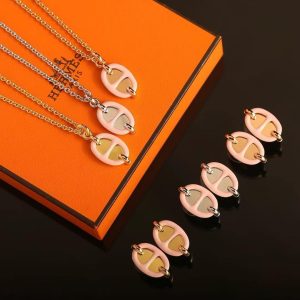 Hermes Mini Maillon Earrings Lacquered Metal Silver Rose Candeur H100052FPD2 - Image 11
