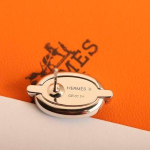 Hermes Mini Maillon Earrings Lacquered Metal Yellow Gold Bleu Polaire H100052FEF3 - Image 5