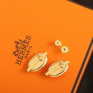 Hermes Mini Maillon Earrings Lacquered Metal Yellow Gold Orange Soie H100052FE02 - Image 5