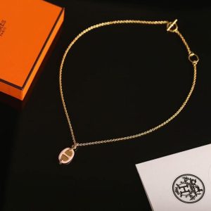 Hermes Mini Maillon Pendant Necklace Rose Gold H100053FOD2 - Image 11