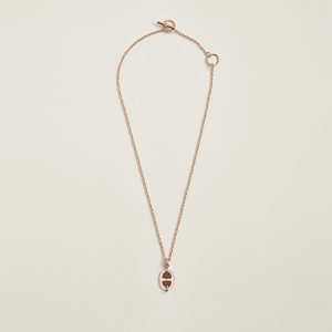 Hermes Mini Maillon Pendant Necklace Rose Gold H100053FOD2