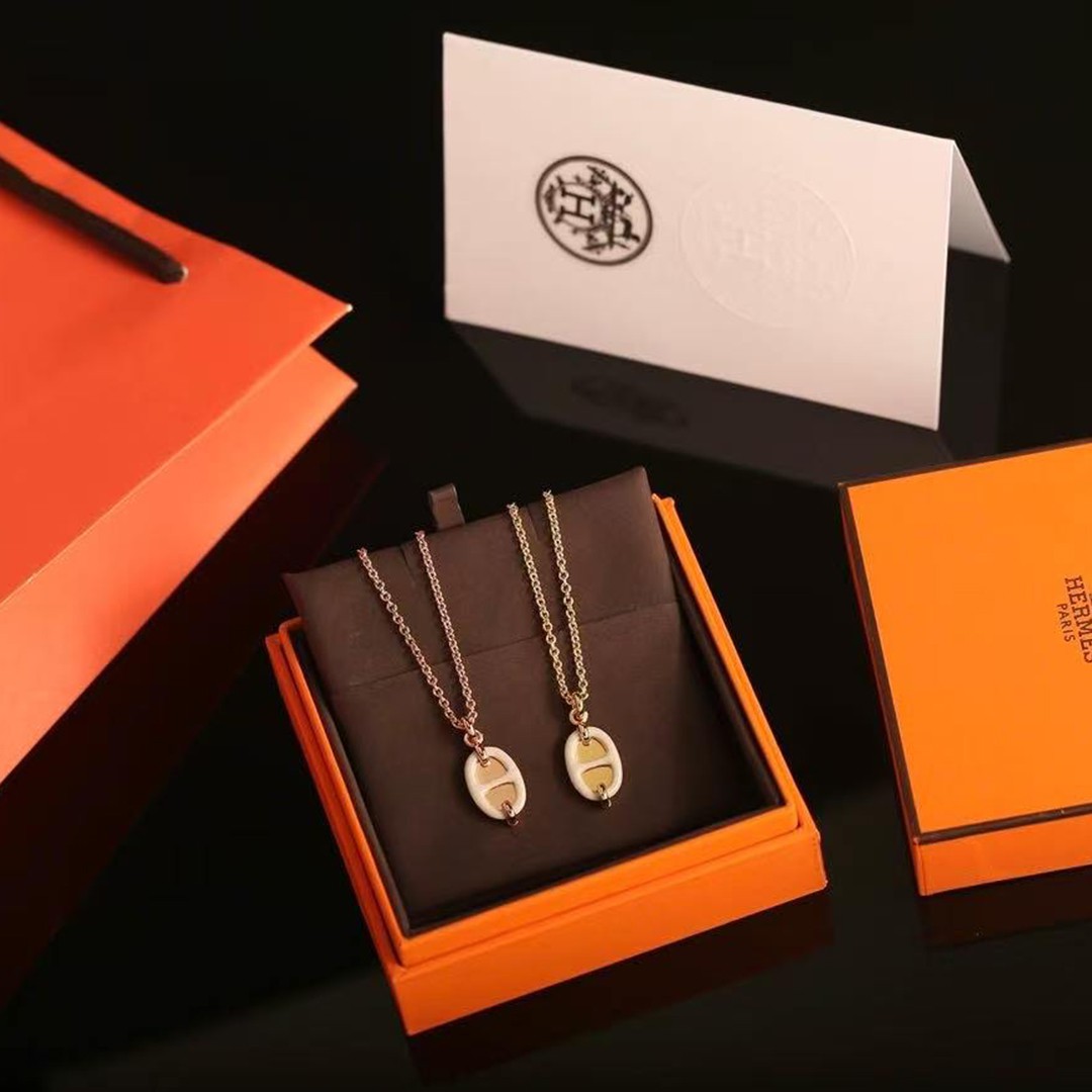 Hermes Mini Maillon Pendant Necklace Rose Gold H100053FOD3 - Image 2