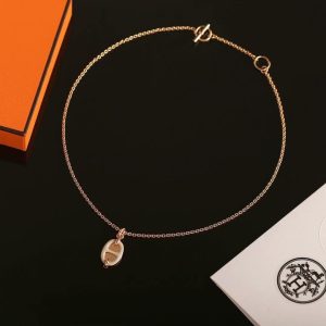 Hermes Mini Maillon Pendant Necklace Rose Gold H100053FOD3 - Image 9