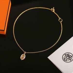 Hermes Mini Maillon Pendant Necklace Rose Gold H100053FOD3 - Image 8