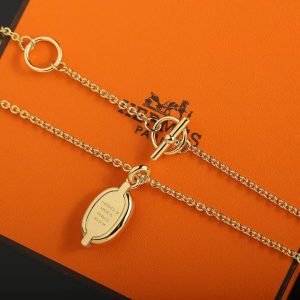 Hermes Mini Maillon Pendant Necklace Rose Gold H100053FOD3 - Image 6
