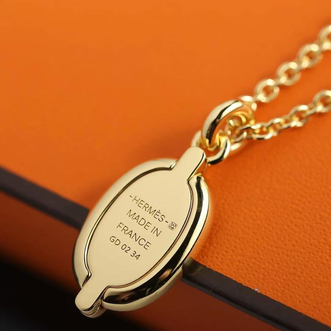 Hermes Mini Maillon Pendant Necklace Rose Gold H100053FOD3 - Image 4