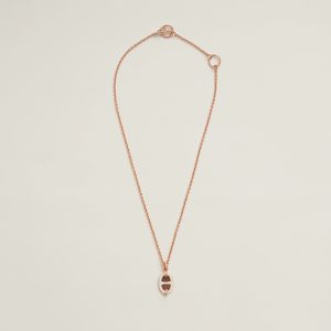 Hermes Mini Maillon Pendant Necklace Rose Gold H100053FOD3