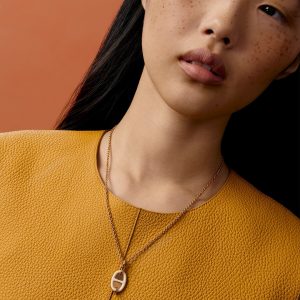 Hermes Mini Maillon Pendant Necklace Rose Gold H100053FOD3 - Image 3