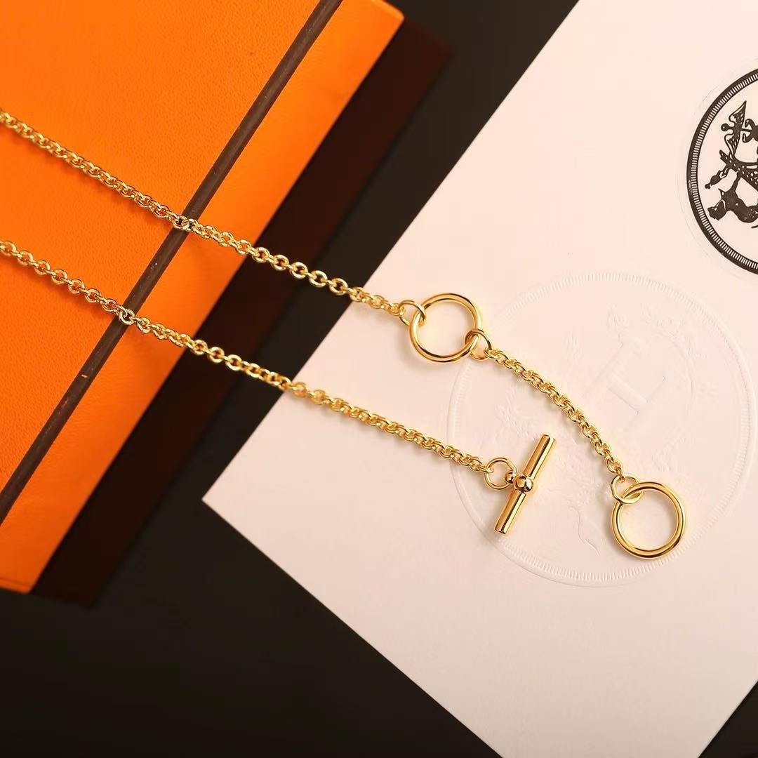 Hermes Mini Maillon Pendant Necklace Rose Gold Noir H100053FO03 - Image 7