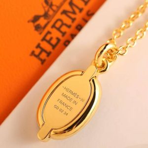 Hermes Mini Maillon Pendant Necklace Rose Gold Noir H100053FO03 - Image 6