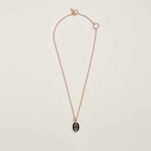Hermes Mini Maillon Pendant Necklace Rose Gold Noir H100053FO03