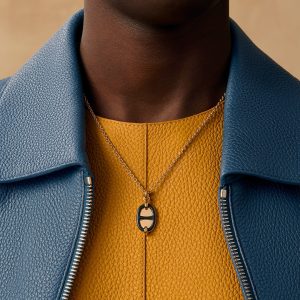 Hermes Mini Maillon Pendant Necklace Rose Gold Noir H100053FO03 - Image 3