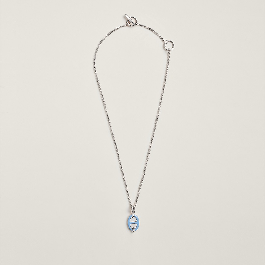 Hermes Mini Maillon Pendant Necklace Silver H100053FPC5