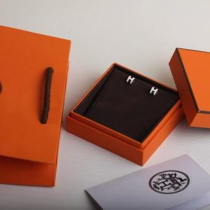Hermes Mini Pop H Earrings Lacquered Metal Rose Gold Blanc H608002FO49 - Image 14