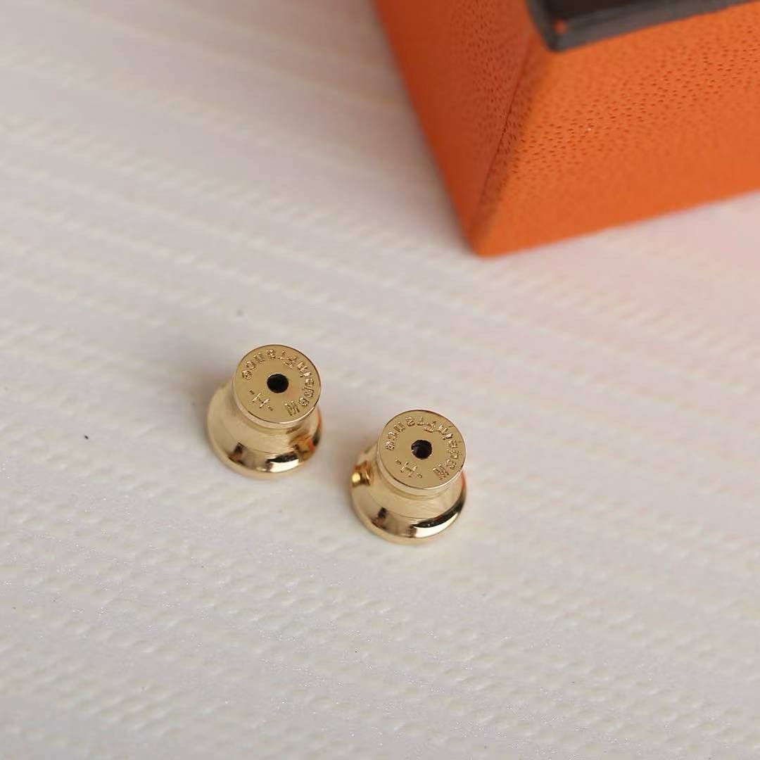 Hermes Mini Pop H Earrings Lacquered Metal Rose Gold Blanc H608002FO49 - Image 10