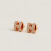 Hermes Mini Pop H Earrings Lacquered Metal Rose Gold Marron Glacé H608002FO55