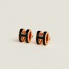 Hermes Mini Pop H Earrings Lacquered Metal Rose Gold Noir H608002FO03