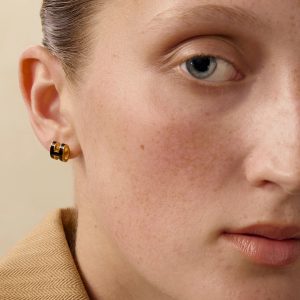 Hermes Mini Pop H Earrings Lacquered Metal Rose Gold Noir H608002FO03 - Image 3