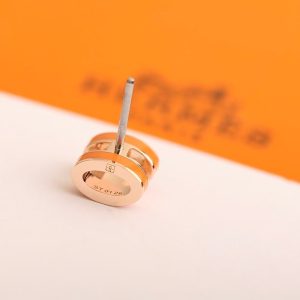 Hermes Mini Pop H Earrings Lacquered Metal Rose Gold Orange Field H608002FOB8 - Image 6
