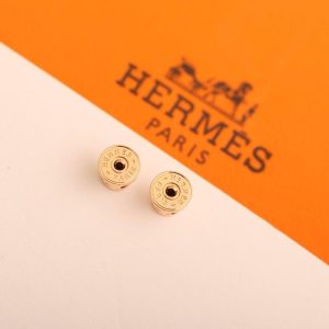 Hermes Mini Pop H Earrings Lacquered Metal Rose Gold Orange Field H608002FOB8 - Image 4