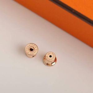 Hermes Mini Pop H Earrings Lacquered Metal Rose Gold Rouge H H608002FOA8 - Image 4