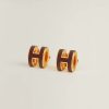 Hermes Mini Pop H Earrings Lacquered Metal Rose Gold Rouge H H608002FOA8