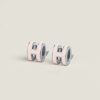 Hermes Mini Pop H Earrings Lacquered Metal Silver Rose Dragée H608002FO85