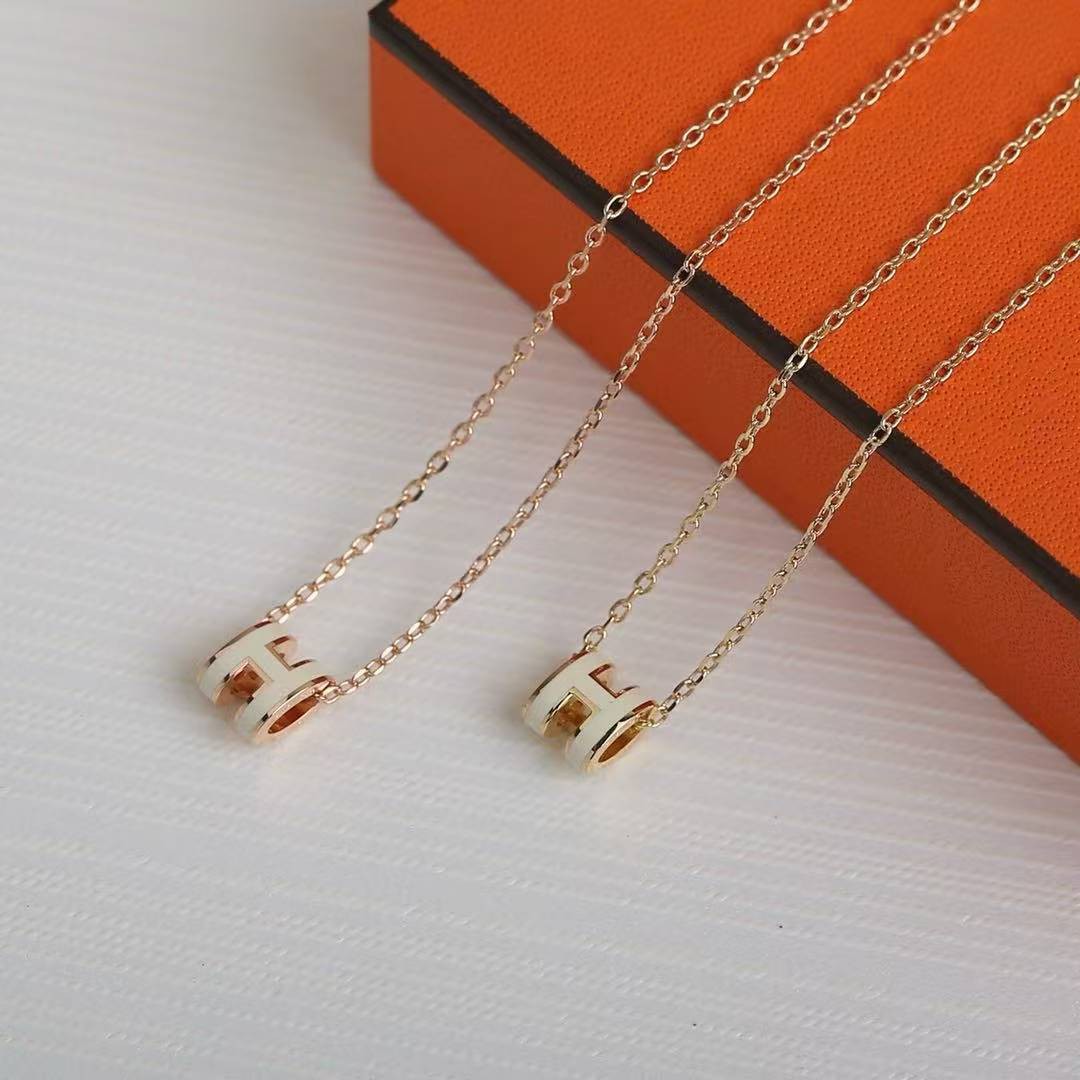 Hermes Mini Pop H Pendant Necklace Rose Gold Blanc H147992FO49 - Image 9