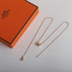 Hermes Mini Pop H Pendant Necklace Rose Gold Blanc H147992FO49 - Image 8