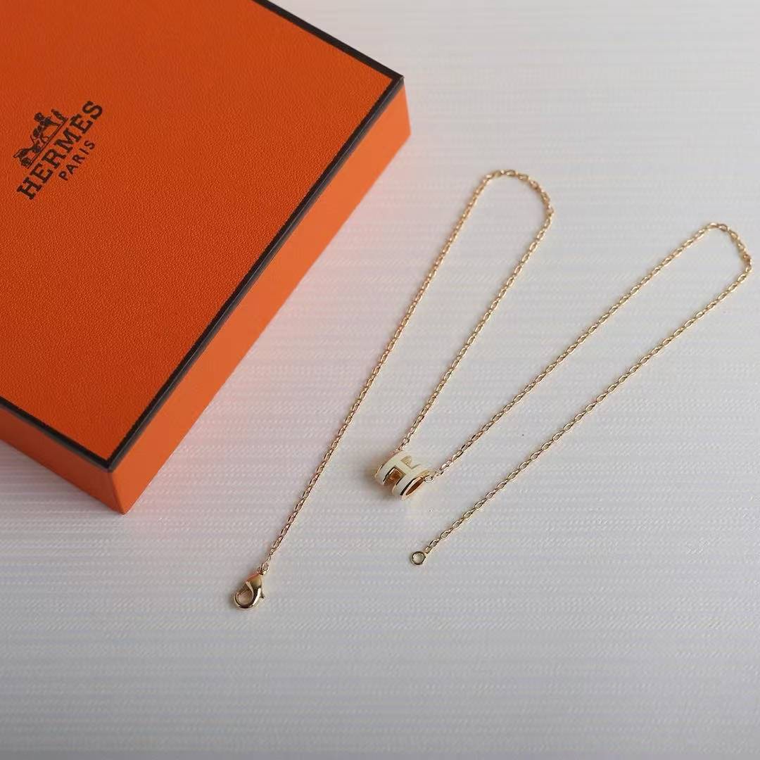 Hermes Mini Pop H Pendant Necklace Rose Gold Blanc H147992FO49 - Image 7
