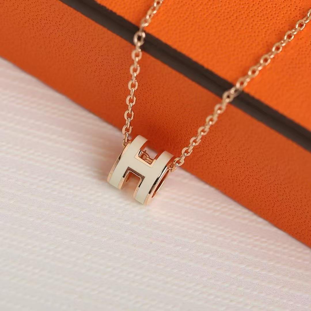 Hermes Mini Pop H Pendant Necklace Rose Gold Blanc H147992FO49 - Image 6